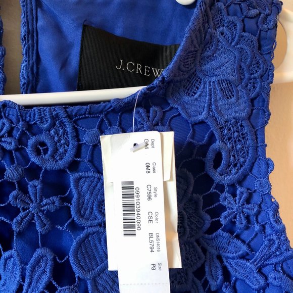 NWT Jcrew Royal Blue Lace Dress Sz 8P - Picture 4 of 7